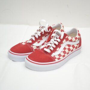 Vans Off The Wall Old Skool Red & White Checkered Sneakers Size 3.5